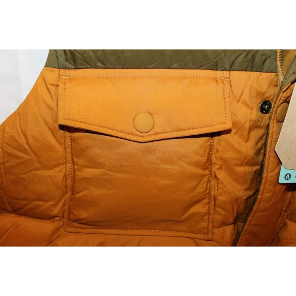 Prana Men Timber Trail Down Two Tone Puffer Vest XL Colorblock GREEN ORANGE New - Picture 4 of 7